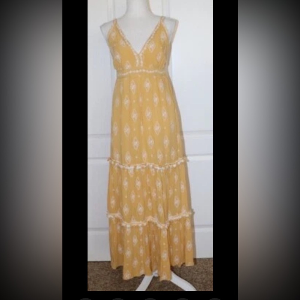 RAGA Yellow Summerland Cross Back Maxi Dress Size XS - Picture 3 of 5